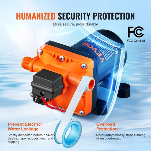 Water Diaphragm Pump 12V DC 35 GPM Flow 55 PSI Rated Pressure 4080 PSI