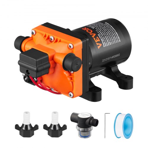Water Diaphragm Pump 12V DC 35 GPM Flow 55 PSI Rated Pressure 4080 PSI