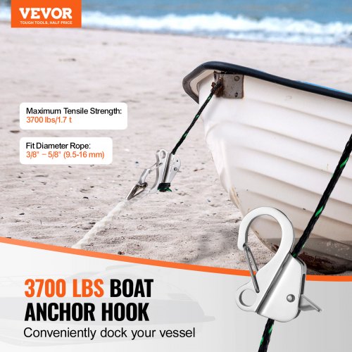 Boat Anchor Hook 304 Stainless Steel Slide Anchor Knotless Anchor System