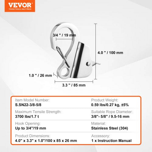 Boat Anchor Hook 304 Stainless Steel Slide Anchor Knotless Anchor System