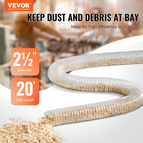 Dust Collection Hose 25 x 20 Thickened PVC Material PunctureResistant