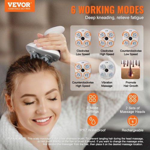 Electric Scalp Massager Rechargeable Head Massager Waterproof Portable – 7 W