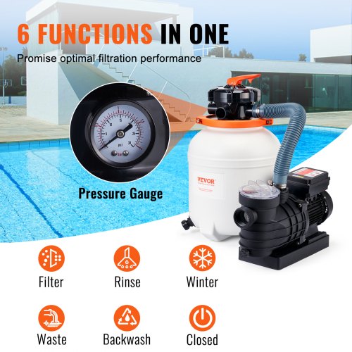 Sand Filter Pump for Above Ground Pools 12inch 3000 GPH 12 HP Swimming