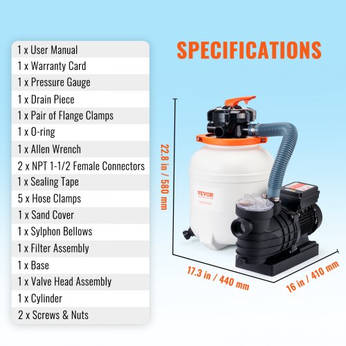 Sand Filter Pump for Above Ground Pools 12inch 3000 GPH 12 HP Swimming