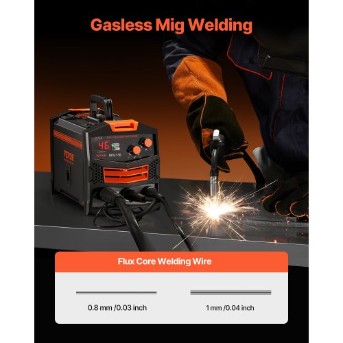 MIG Welder 130Amp Synergic Mig Welding Machine 110V Gasless Flux Core