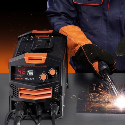 MIG Welder 130Amp Synergic Mig Welding Machine 110V Gasless Flux Core