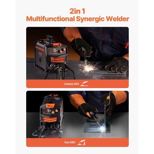 MIG Welder 130A Synergic Mig Welding Machine 2in1 Gas MIGGasless Flux