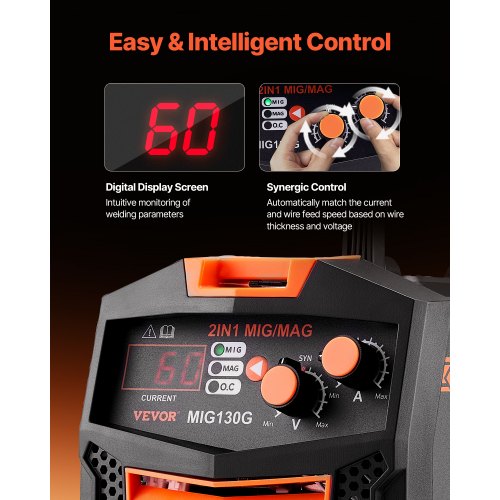 MIG Welder 130A Synergic Mig Welding Machine 2in1 Gas MIGGasless Flux