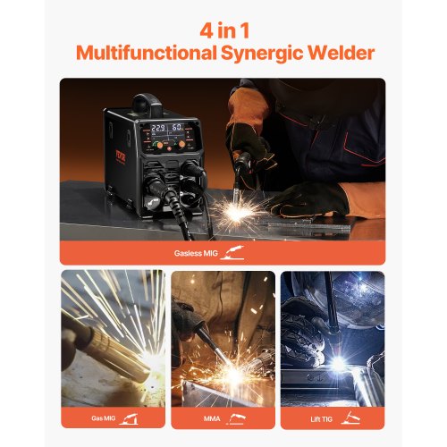 MIG Welder 200A Synergic Mig Welding Machine 4in1 Gas MIGFlux Core