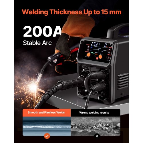 MIG Welder 200A Synergic Mig Welding Machine 4in1 Gas MIGFlux Core