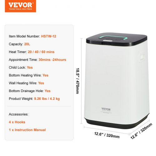 Towel Warmer 20L Towel Warmer Bucket with 24h Delay Timer 204060 Min