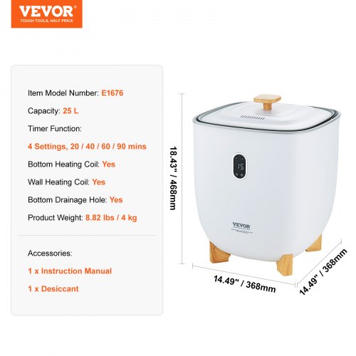 Towel Warmer 25L Towel Warmer Bucket with 2 Heating Modes 20406090 Min