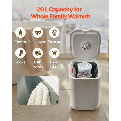 Towel Warmer Bucket 20L Heated Towel Warmer with LED Dispaly Large Blanket