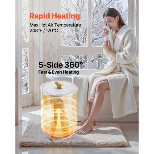 Towel Warmer Bucket 20L Heated Towel Warmer with LED Light Large Blanket
