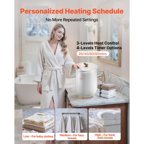 Towel Warmer Bucket 20L Heated Towel Warmer with LED Light Large Blanket