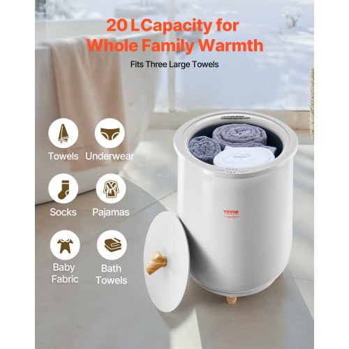 Towel Warmer Bucket 20L Heated Towel Warmer with LED Light Large Blanket
