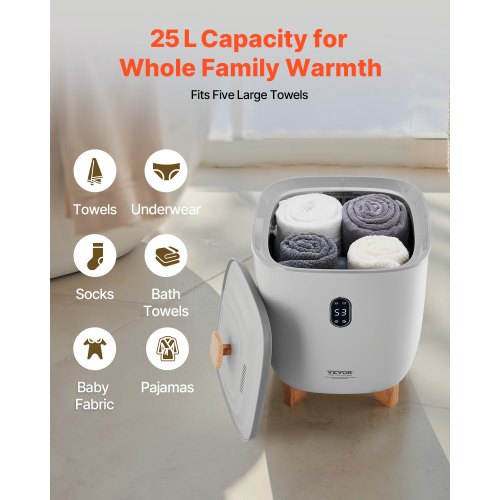 Towel Warmer Bucket 25L Heated Towel Warmer with LED Display Large Blanket