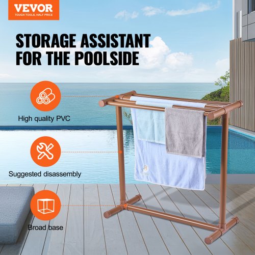 Towel Rack 5 Bars Outdoor PVC Towel Holder Floor Standing Pool Towel