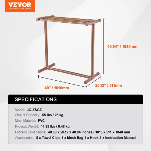 Towel Rack 5 Bars Outdoor PVC Towel Holder Floor Standing Pool Towel