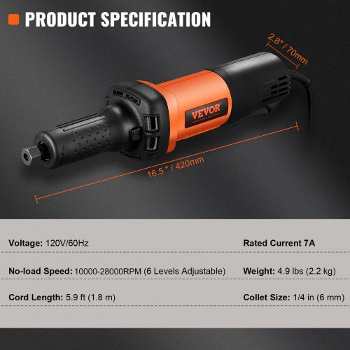 Die Grinder 14 Collet Variable Speed 1000028000RPM Heavy Duty
