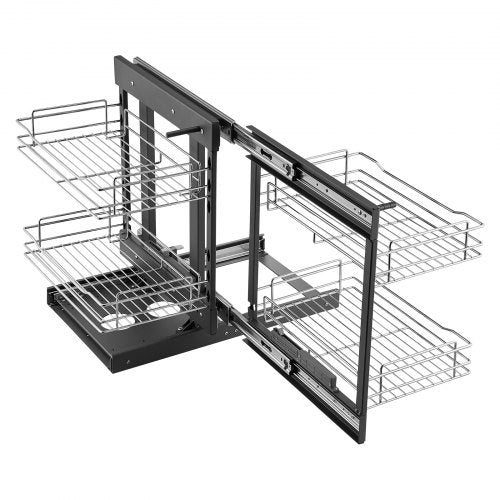 Min 15W Opening Blind Corner Pull Out Organizer 2 Tier 4 Shelf Kitchen
