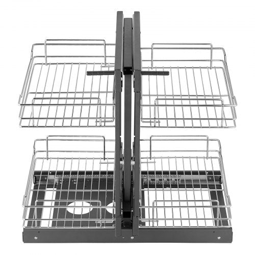Min 15W Opening Blind Corner Pull Out Organizer 2 Tier 4 Shelf Kitchen