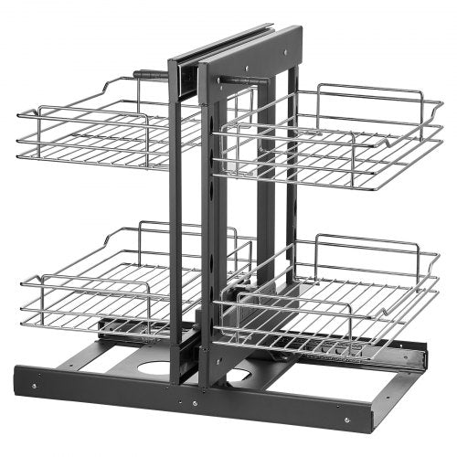Min 15W Opening Blind Corner Pull Out Organizer 2 Tier 4 Shelf Kitchen