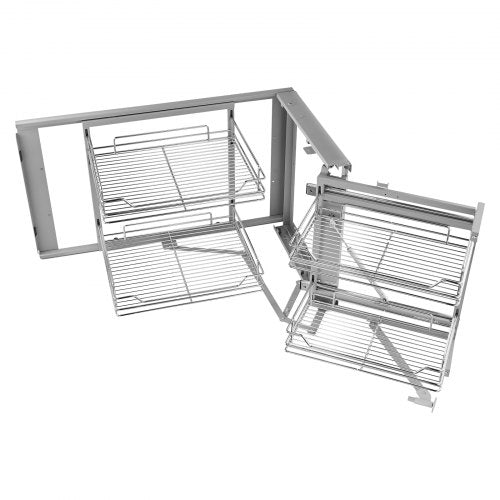18W Opening Blind Corner Pull Out Organizer 2 Tier 4 Shelf Kitchen Cabinet