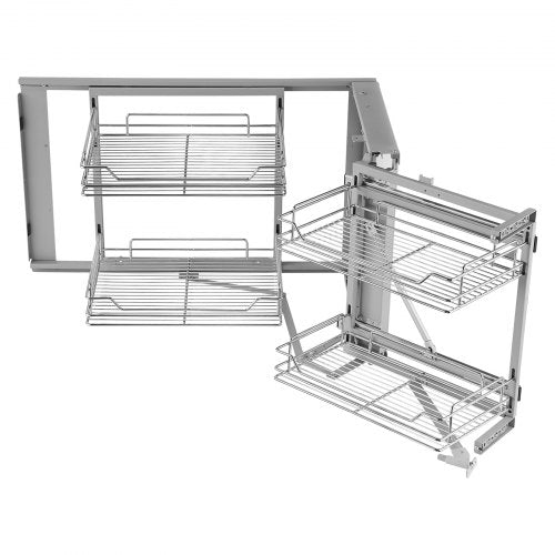 18W Opening Blind Corner Pull Out Organizer 2 Tier 4 Shelf Kitchen Cabinet