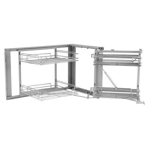 18W Opening Blind Corner Pull Out Organizer 2 Tier 4 Shelf Kitchen Cabinet