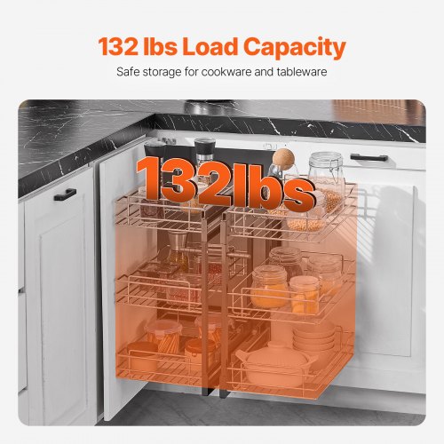 Min 15W Opening Blind Corner Pull Out Organizer 3 Tier 6 Shelf Kitchen