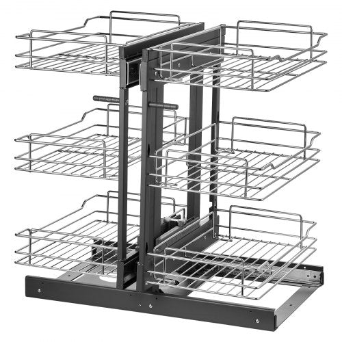 Min 15W Opening Blind Corner Pull Out Organizer 3 Tier 6 Shelf Kitchen