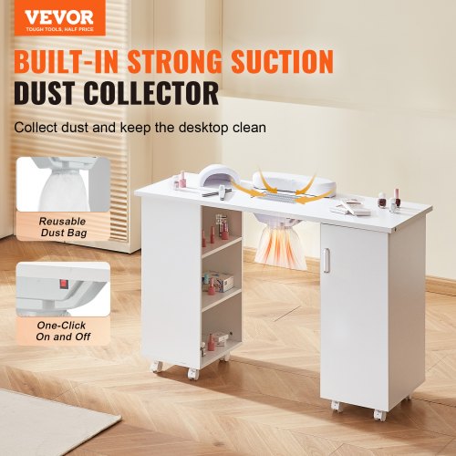 Manicure Table Nail Table Station with Electric Dust Collector Moveable