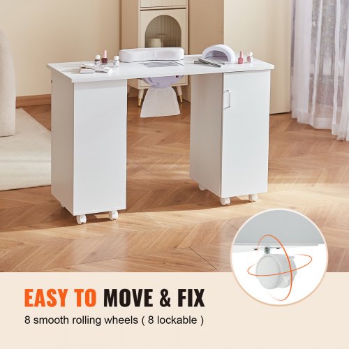Manicure Table Nail Table Station with Electric Dust Collector Moveable