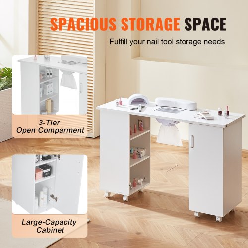 Manicure Table Nail Table Station with Electric Dust Collector Moveable