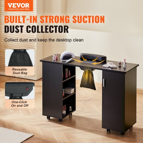 Manicure Table Nail Table Station with Electric Dust Collector Moveable