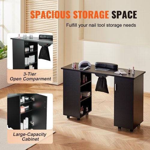 Manicure Table Nail Table Station with Electric Dust Collector Moveable