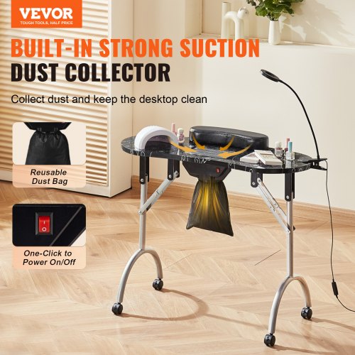 Portable Manicure Table Foldable Nail Table with Electric Dust Collector