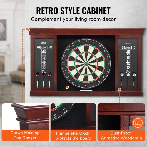 Dartboard and Cabinet Set ReadytoPlay Bundle Official Size Dartboard