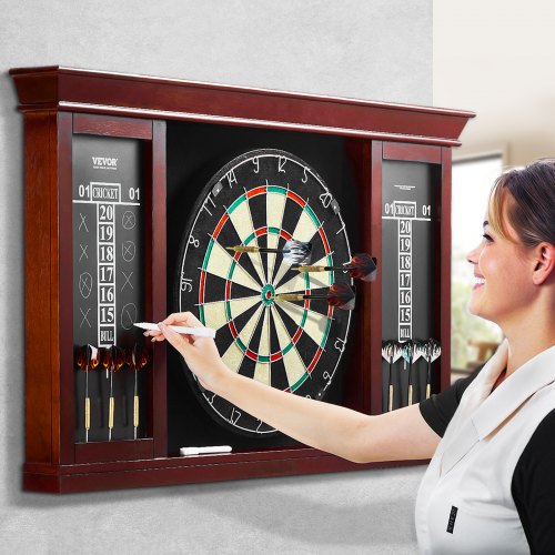 Dartboard and Cabinet Set ReadytoPlay Bundle Official Size Dartboard