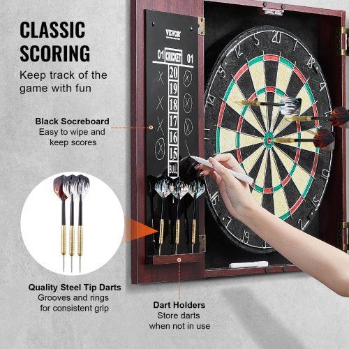 Dartboard and Cabinet Set ReadytoPlay Bundle Official Size Dartboard