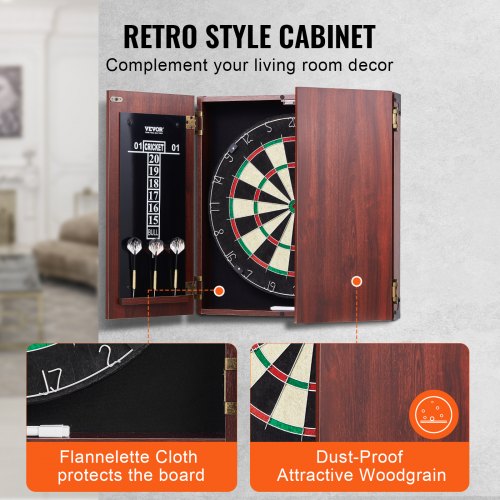 Dartboard and Cabinet Set ReadytoPlay Bundle Official Size Dartboard