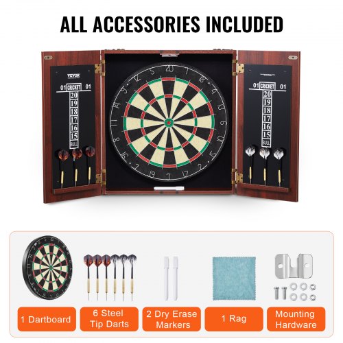 Dartboard and Cabinet Set ReadytoPlay Bundle Official Size Dartboard