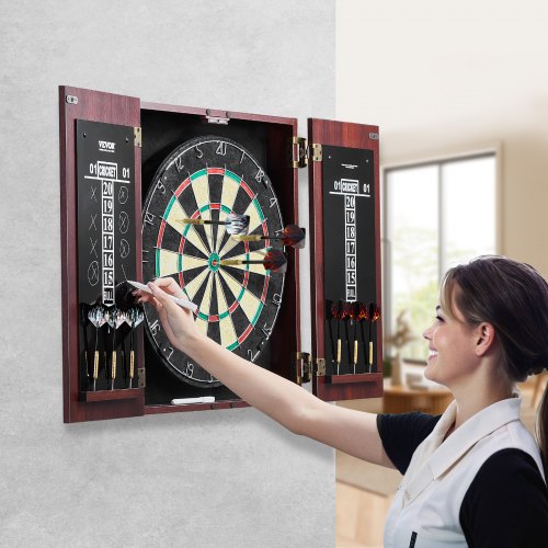 Dartboard and Cabinet Set ReadytoPlay Bundle Official Size Dartboard