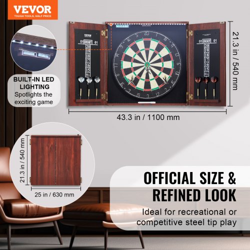 Dartboard and Cabinet Set ReadytoPlay Bundle Official Size Dartboard