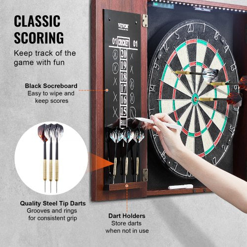 Dartboard and Cabinet Set ReadytoPlay Bundle Official Size Dartboard