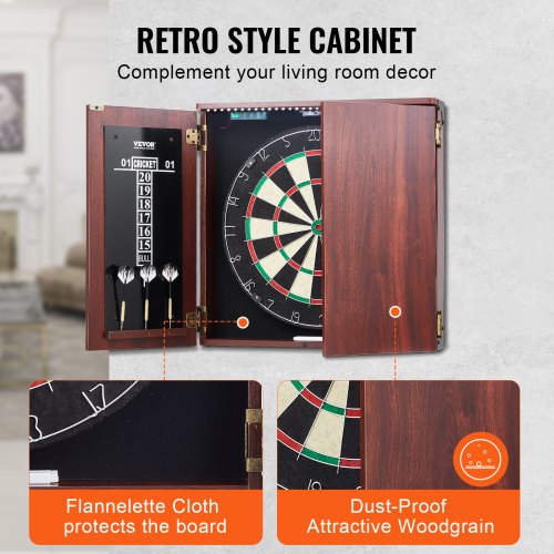 Dartboard and Cabinet Set ReadytoPlay Bundle Official Size Dartboard