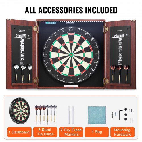Dartboard and Cabinet Set ReadytoPlay Bundle Official Size Dartboard