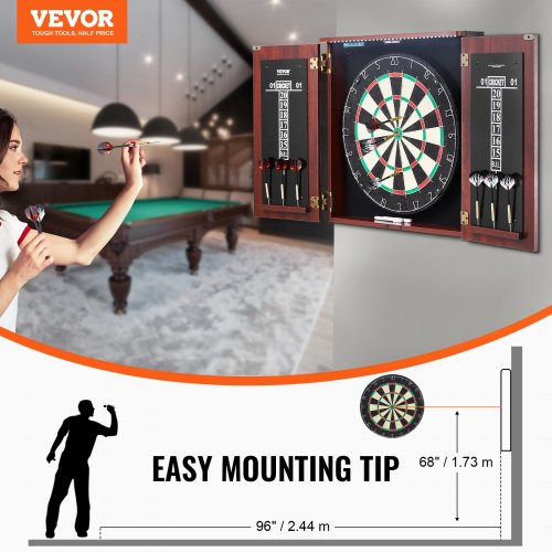 Dartboard and Cabinet Set ReadytoPlay Bundle Official Size Dartboard