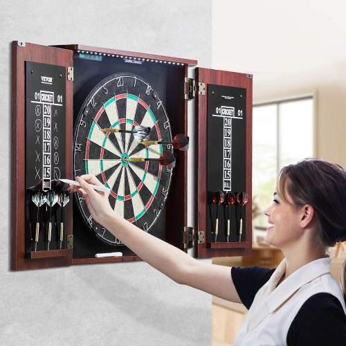 Dartboard and Cabinet Set ReadytoPlay Bundle Official Size Dartboard